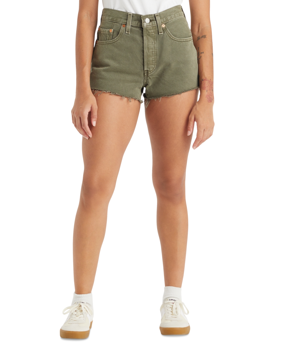 Levi's Women's 501 Button Fly Cotton High-rise Denim Shorts In Dusty Lich