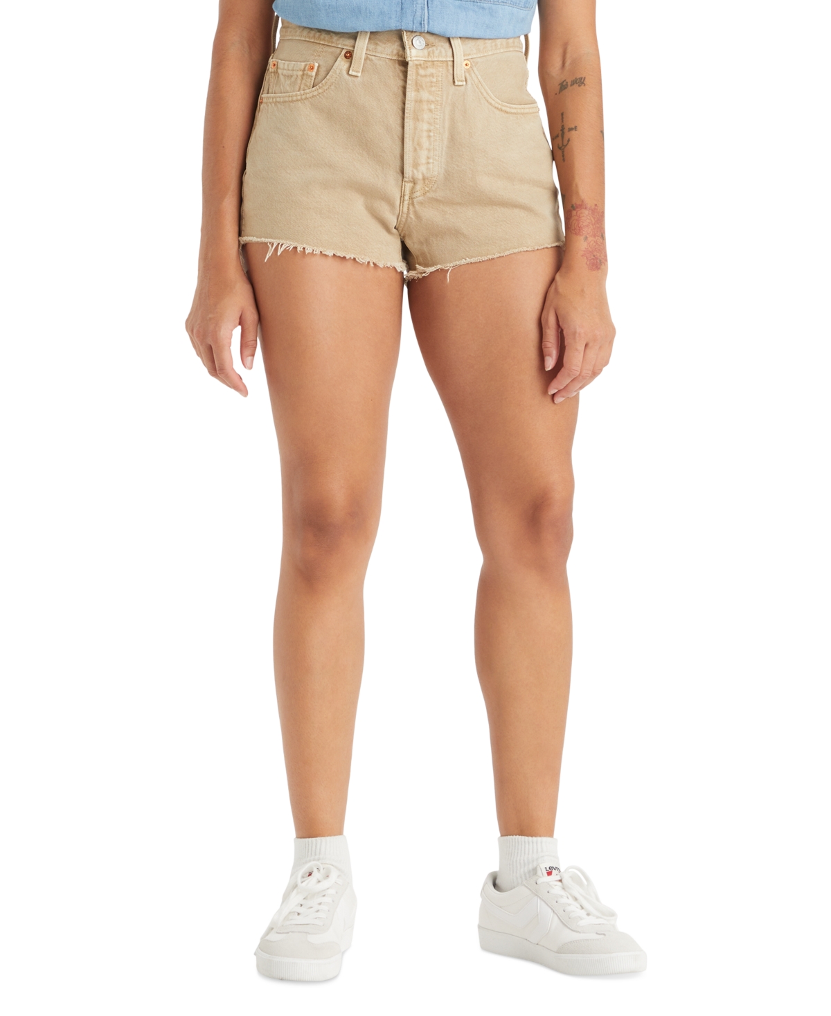 Levi's Women's 501 Button Fly Cotton High-rise Denim Shorts In Dusty Safari
