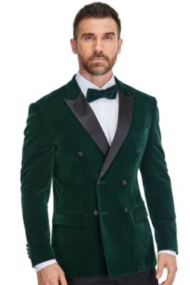 Men's 2-Piece Velvet Birdseye Lapel Double-Breasted Slim-Fit Tuxedo