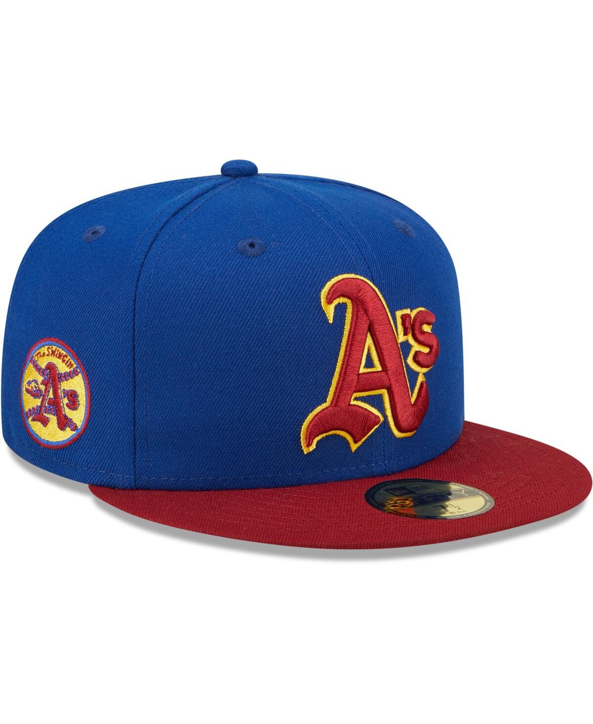 New Era Men's Royal, Red Oakland Athletics Throwback Logo Primary Jewel  Gold Undervisor 59fifty Fitt In Royal,red