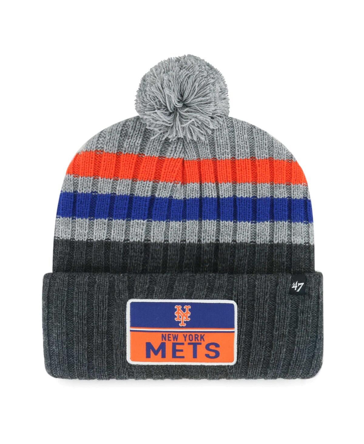 47 Brand Men's ' Gray New York Mets Stack Cuffed Knit Hat With Pom