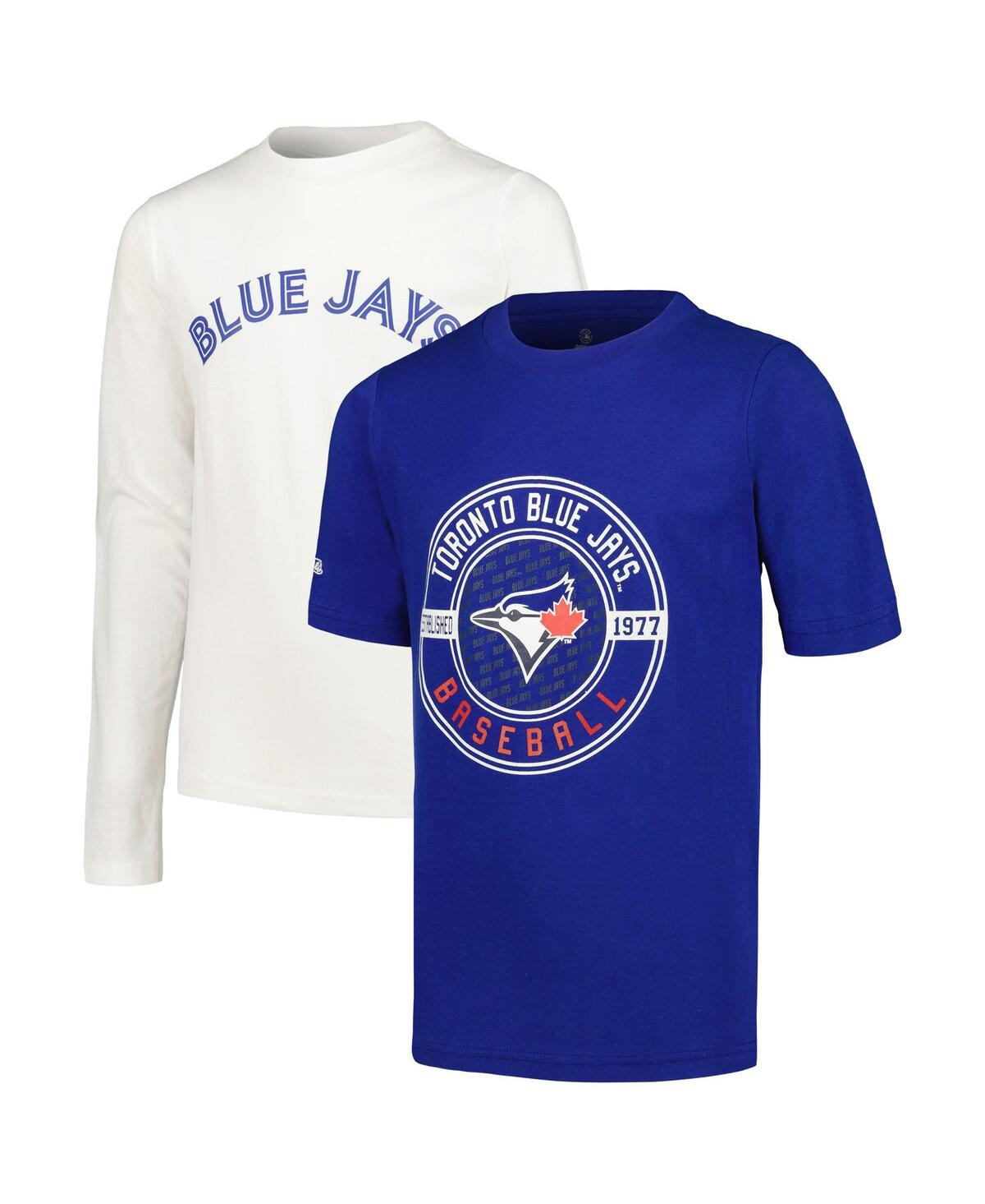 Stitches Kids' Big Boys  Royal, White Toronto Blue Jays T-shirt Combo Set In Royal,white