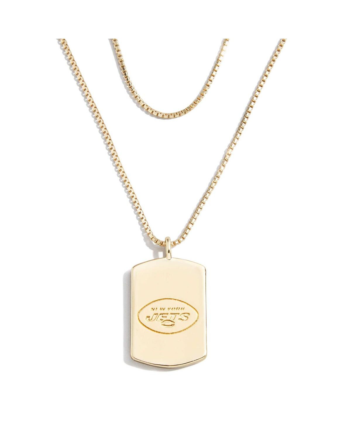Shop Wear By Erin Andrews Women's  X Baublebar New York Jets Gold Dog Tag Necklace