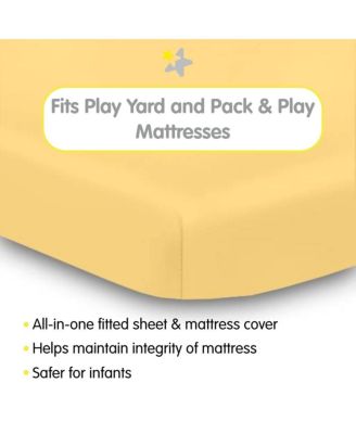 All-in-One Fitted Sheet & Waterproof Cover for 39" x 27" Play Yard Mattress (2-Pack)