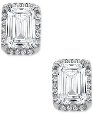 Certified Lab Grown Diamond Emerald-Cut Halo Stud Earrings (3-1/3 ct. t.w.) in 14k Gold