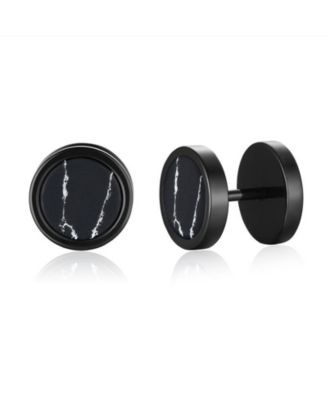 Stainless Steel Round Stone Stud Earrings