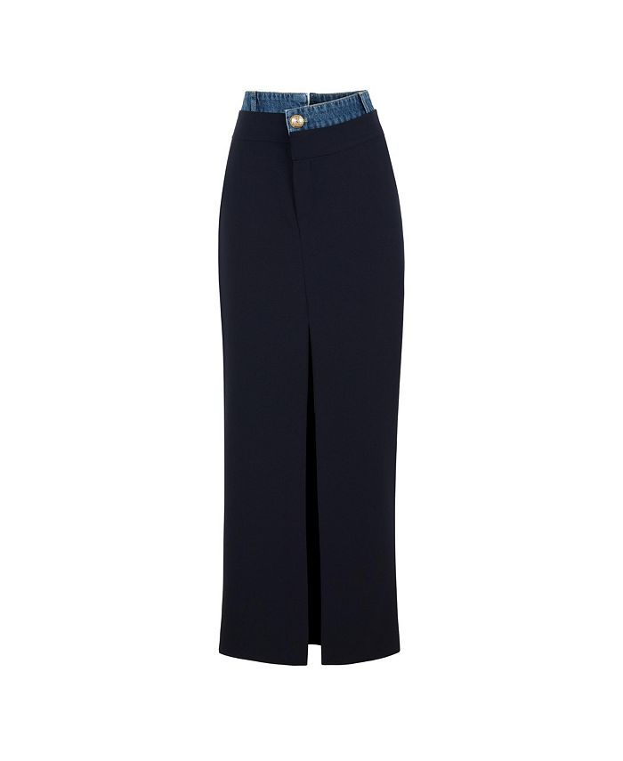 NOCTURNE Women s Pencil Skirt with Denim Waist Detail Macy s