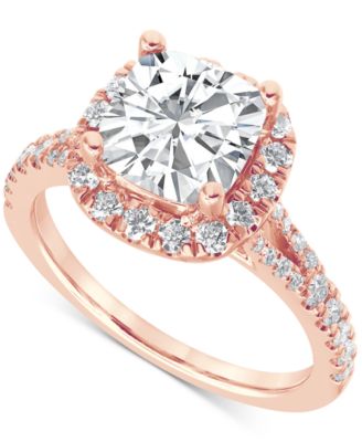 Certified Lab Grown Diamond Cushion Halo Engagement Ring (3 ct. t.w.) in 14k Gold