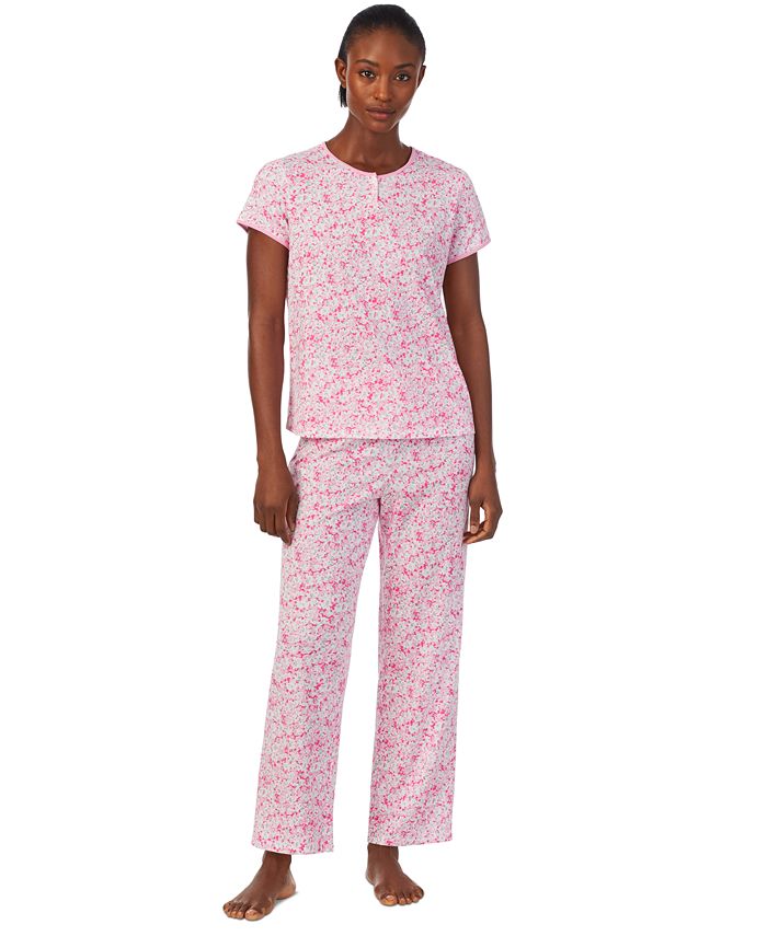 Lauren Ralph Lauren Women's Printed Short Sleeve Pajama Set - Multi - Size S - Pink Floral