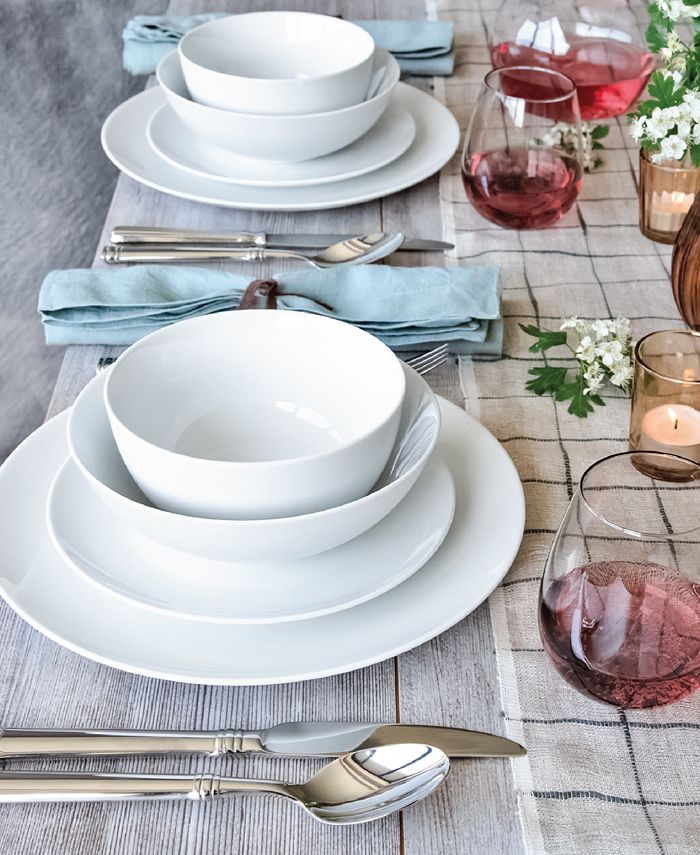 over&back Simply White Coupe Dinnerware 24-PC Set, Service for 6 - Macy's