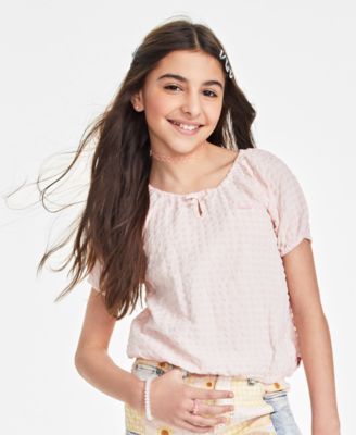 Levi's - Big Girls Gingham Checkered-Print Peasant Blouse