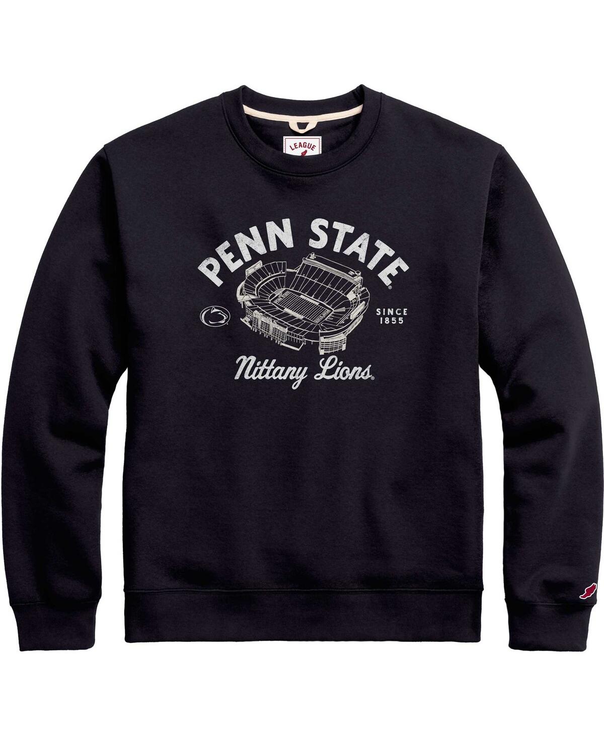 Shop League Collegiate Wear Men's  Navy Distressed Penn State Nittany Lions Stadium Essential Pullover Swe