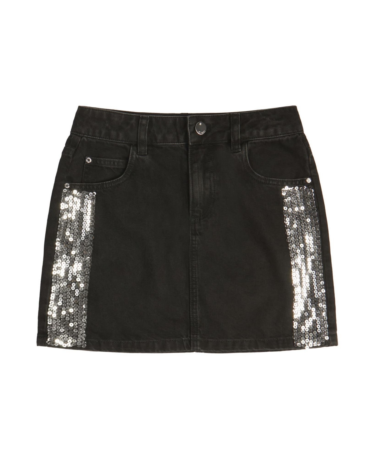 Guess Kids' Big Girls Denim Skirt With Sequin Taping In Black