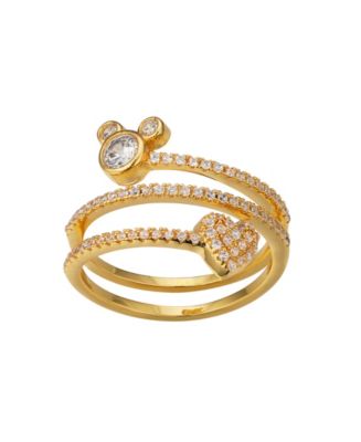 Disney Cubic Zirconia Mickey Mouse and Heart Spiral Ring - Macy's