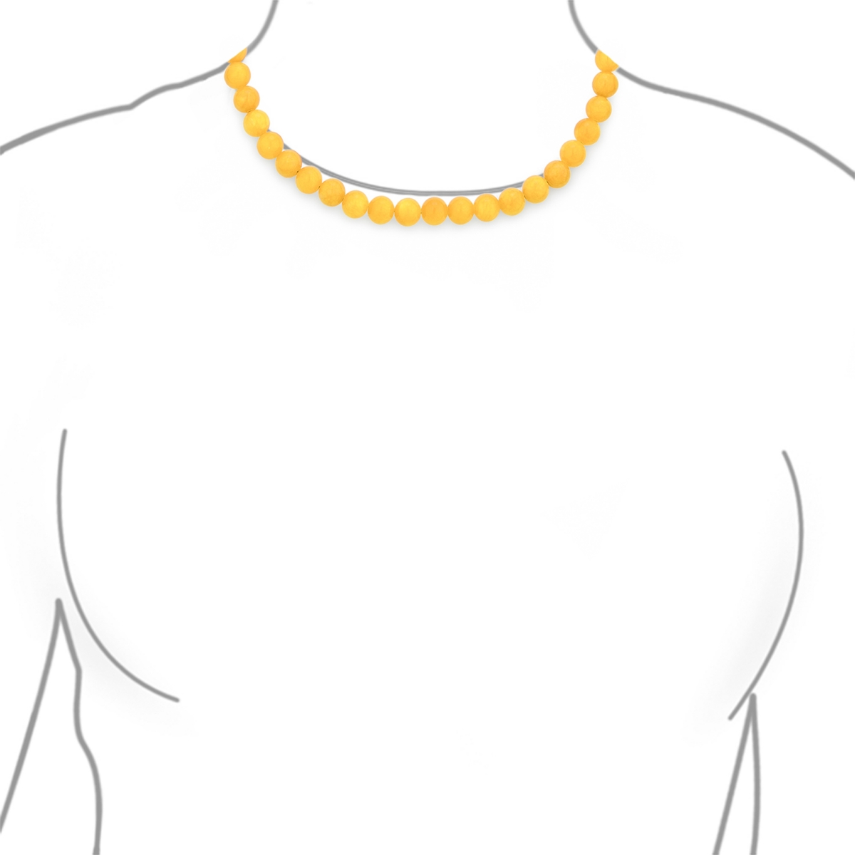 Bling Jewelry Plain Simple Smooth Classic Yellow Orange Created Synthetic Jade Round 10MM Bead Strand Necklace Silver Plated Toggle Clasp - Yellow jad