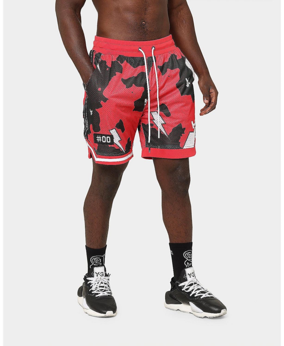 Men's Storm Camo Basketball Shorts - Black/red/white