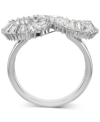 Rhodium-Plated Baguette Crystal Infinity Statement Ring