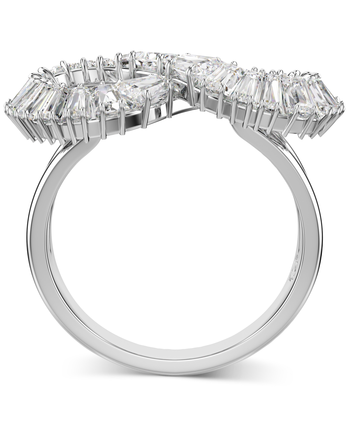 Shop Swarovski Rhodium-plated Baguette Crystal Infinity Statement Ring In Silver
