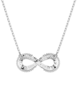 Rhodium-Plated Crystal Infinity Pendant Necklace, 15" + 2-3/4" extender 