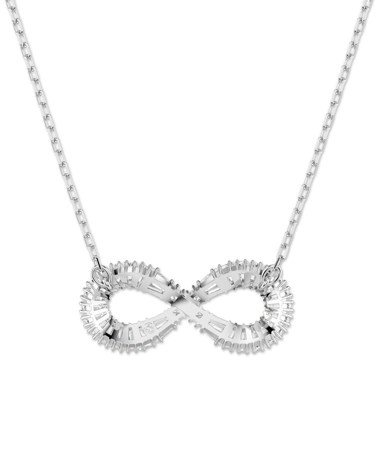 Shop Swarovski Rhodium-plated Crystal Infinity Pendant Necklace, 15" + 2-3/4" Extender In Silver