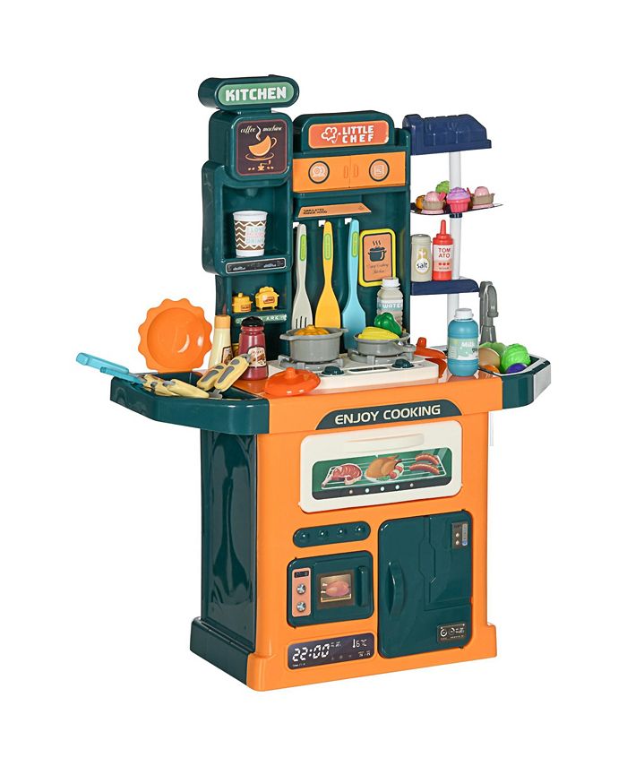 Qaba Play Kitchen Set for Kids Includes 77 PCS Toy Kitchen Accessories