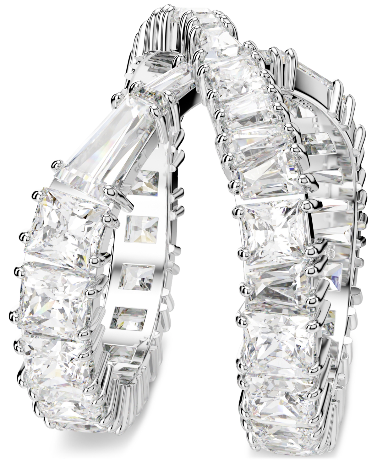 Shop Swarovski Rhodium-plated Square Crystal Infinity Ring In Silver