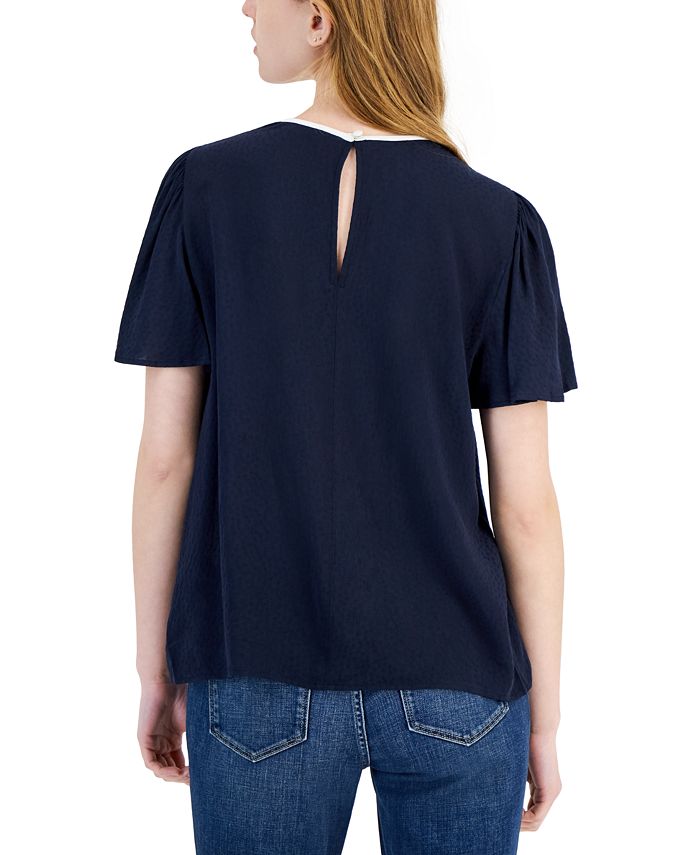 Tommy Hilfiger Women's ClipDot FlutterSleeve Top Macy's