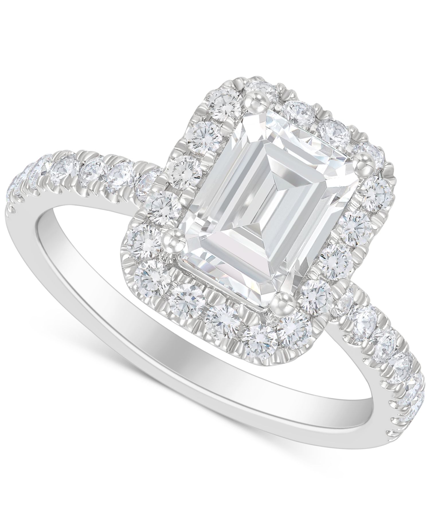 IGI Certified Lab Grown Diamond Emerald Halo Engagement Ring (2-3/4 ct. t.w.) in 14k White Gold