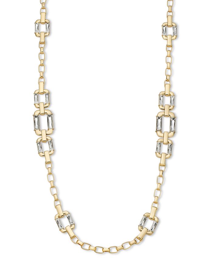 Long Crystal Gold Tone Necklace 40 3 extender Created for Macy s