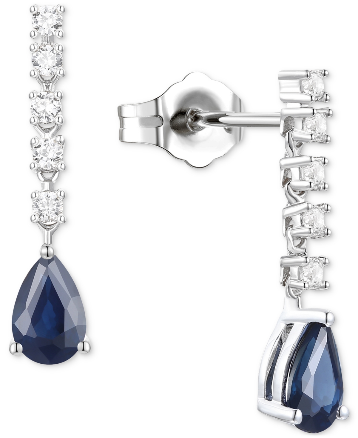Macy's Emerald (3/4 Ct. T.w.) & Diamond (1/5 Ct. T.w.) Chain Pear Drop Earrings In 14k Gold (also In Ruby & In Sapphire