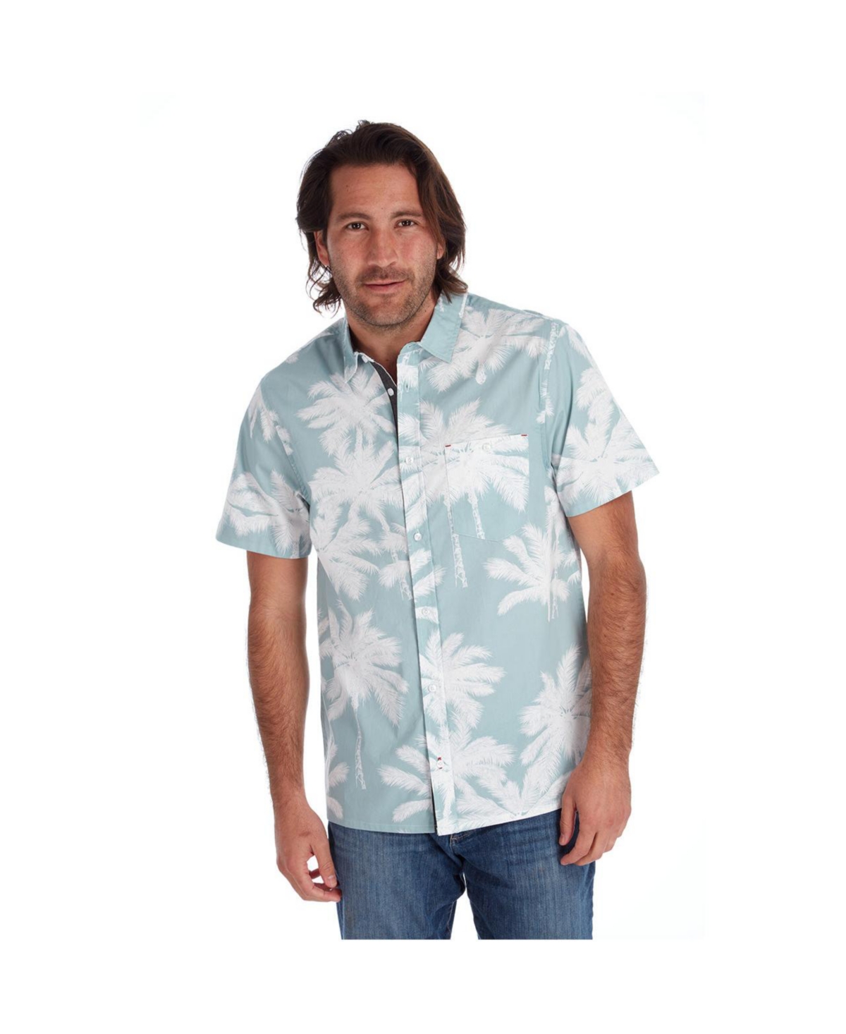 Clothing Men's Short Sleeve Palm Tree Shirt - Seafoam