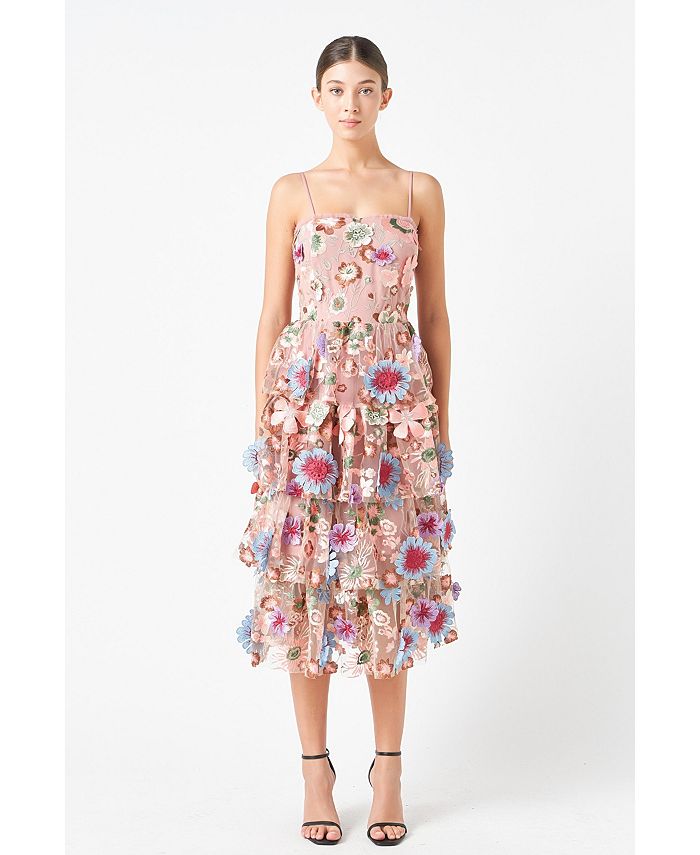 endless rose Women's Floral Embroidered Midi Dress - Macy's
