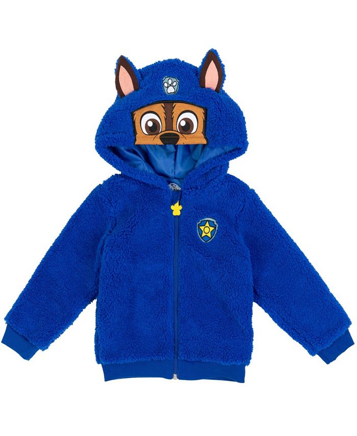 Paw Patrol Chase Cozy Faux Shearling Boy s Zip Up Cosplay Hoodie