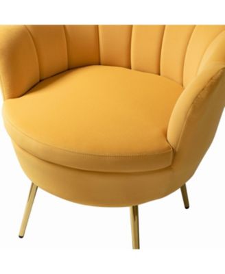 Modern Velvet Barrel Chair with Channel Tufted Back