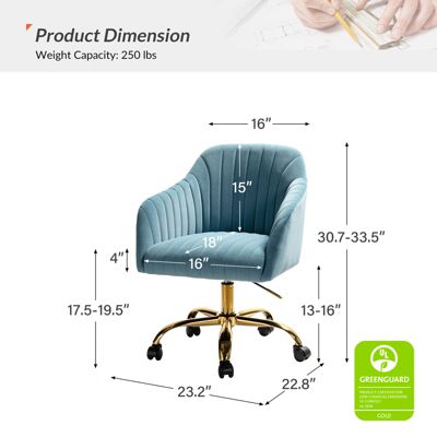 Velvet Home Office Desk Chair Height Adjustable Chair