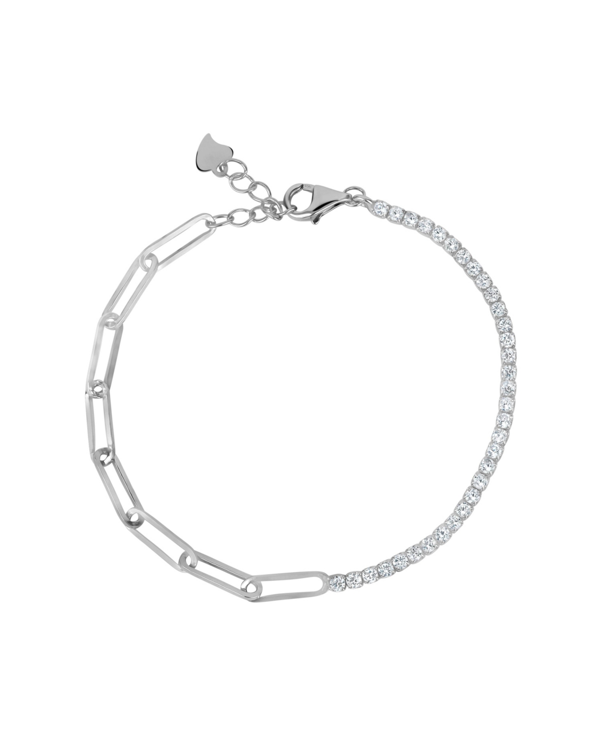 3A Cubic Zirconia Bracelet with Large Links - Silver
