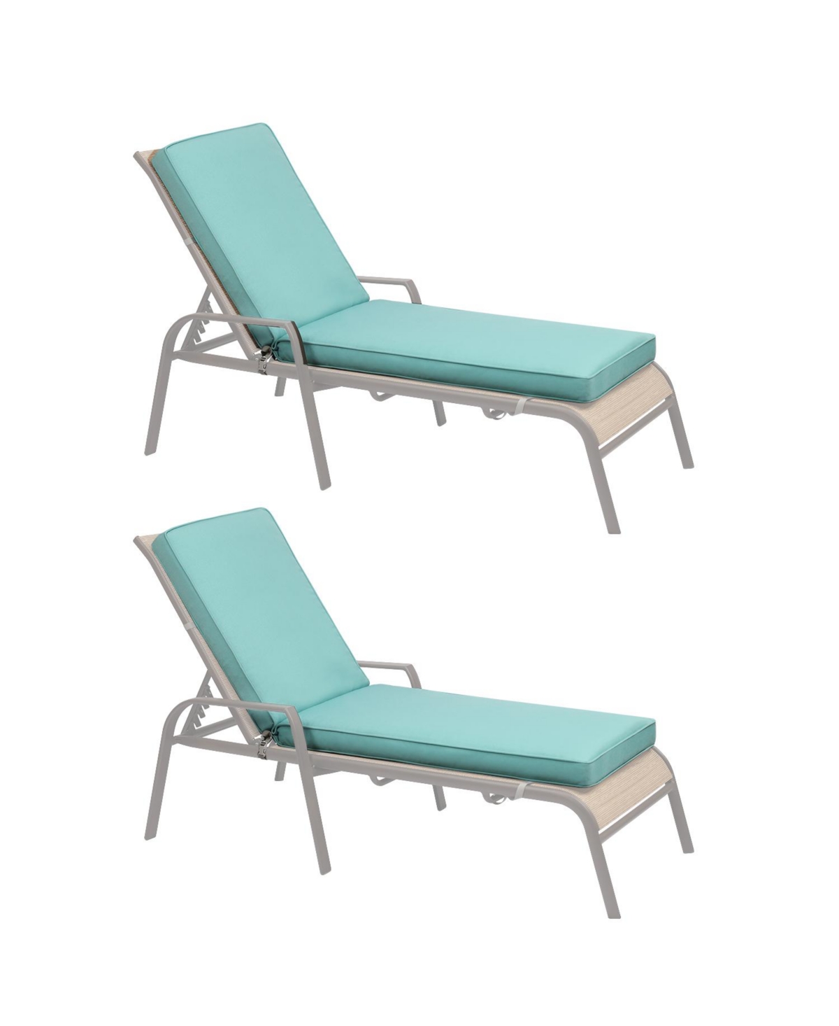 Outdoor Lounger Cushion 41.7''Lx22''Wx3''H Chair Seat Cushion - Set of 2 - Blue