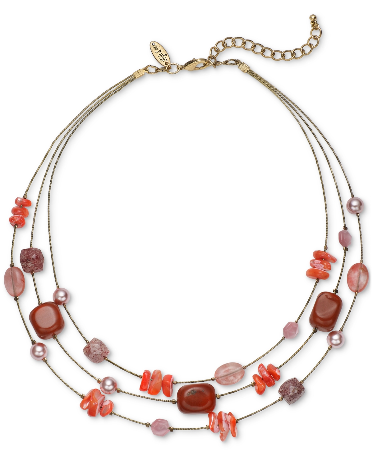 Shop Style & Co Layered Stone Statement Necklace, 20" + 3" Extender, Created For Macy's In Red