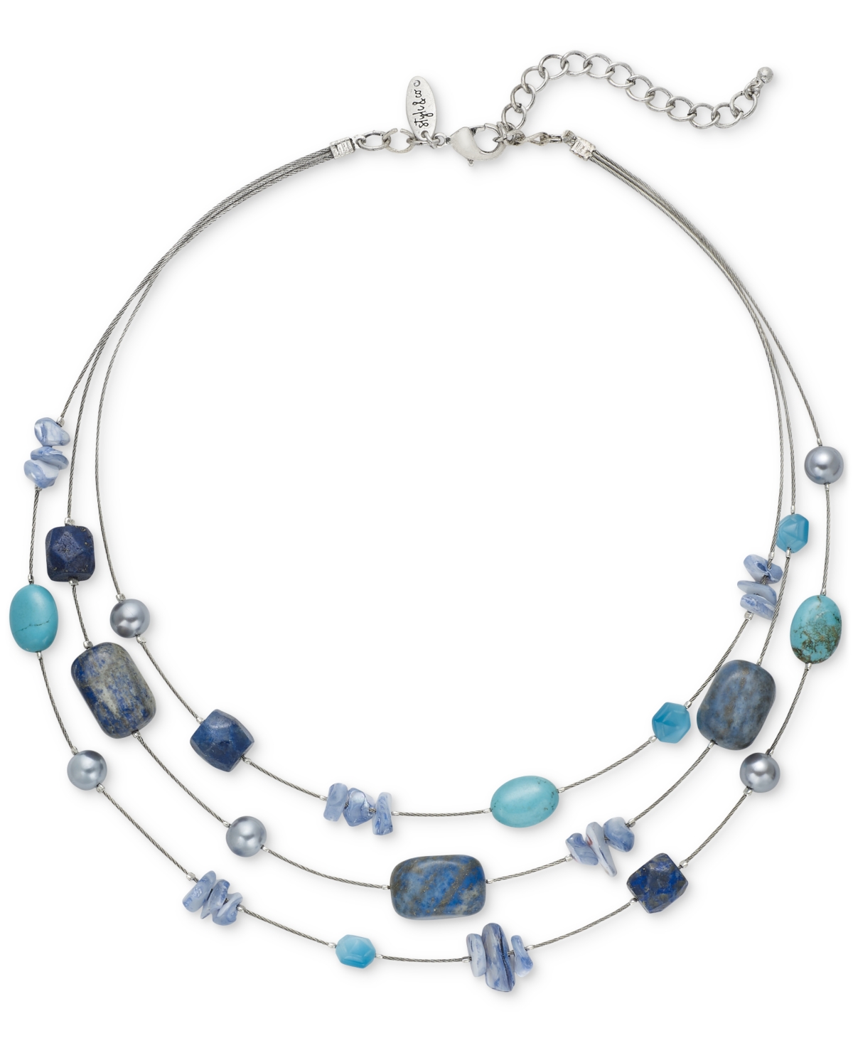 Layered Stone Statement Necklace, 20" + 3" extender, Created for Macy's - Blue