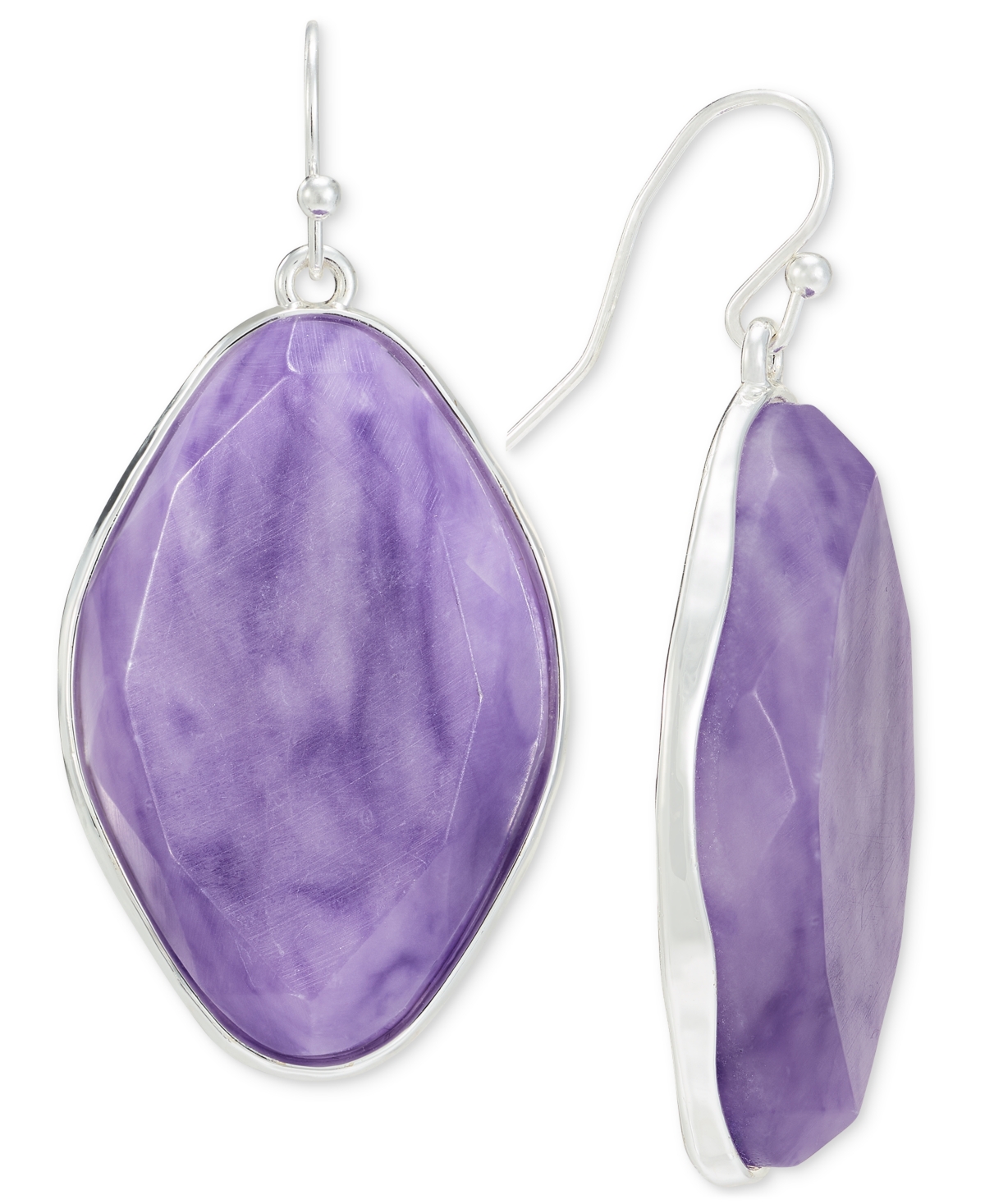 Shop Style & Co Gold-tone Stone Hook Earrings, Created For Macy's In Purple