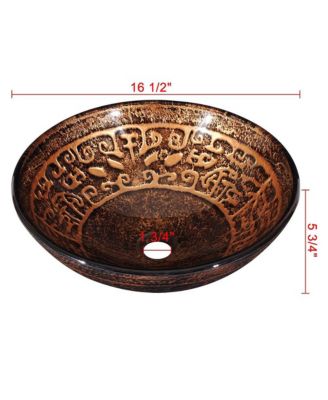 Tempered Glass Round Vessel Sink Antique Totem Above Counter Bathroom Vanity Bowl Basin