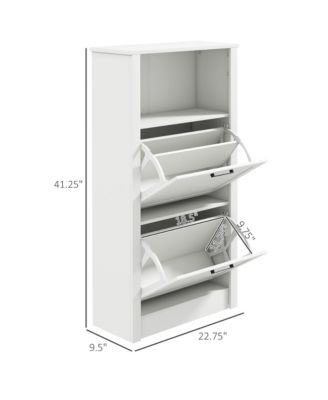 Shoe Storage Cabinet with Open Compartment and 2 Flip Drawers