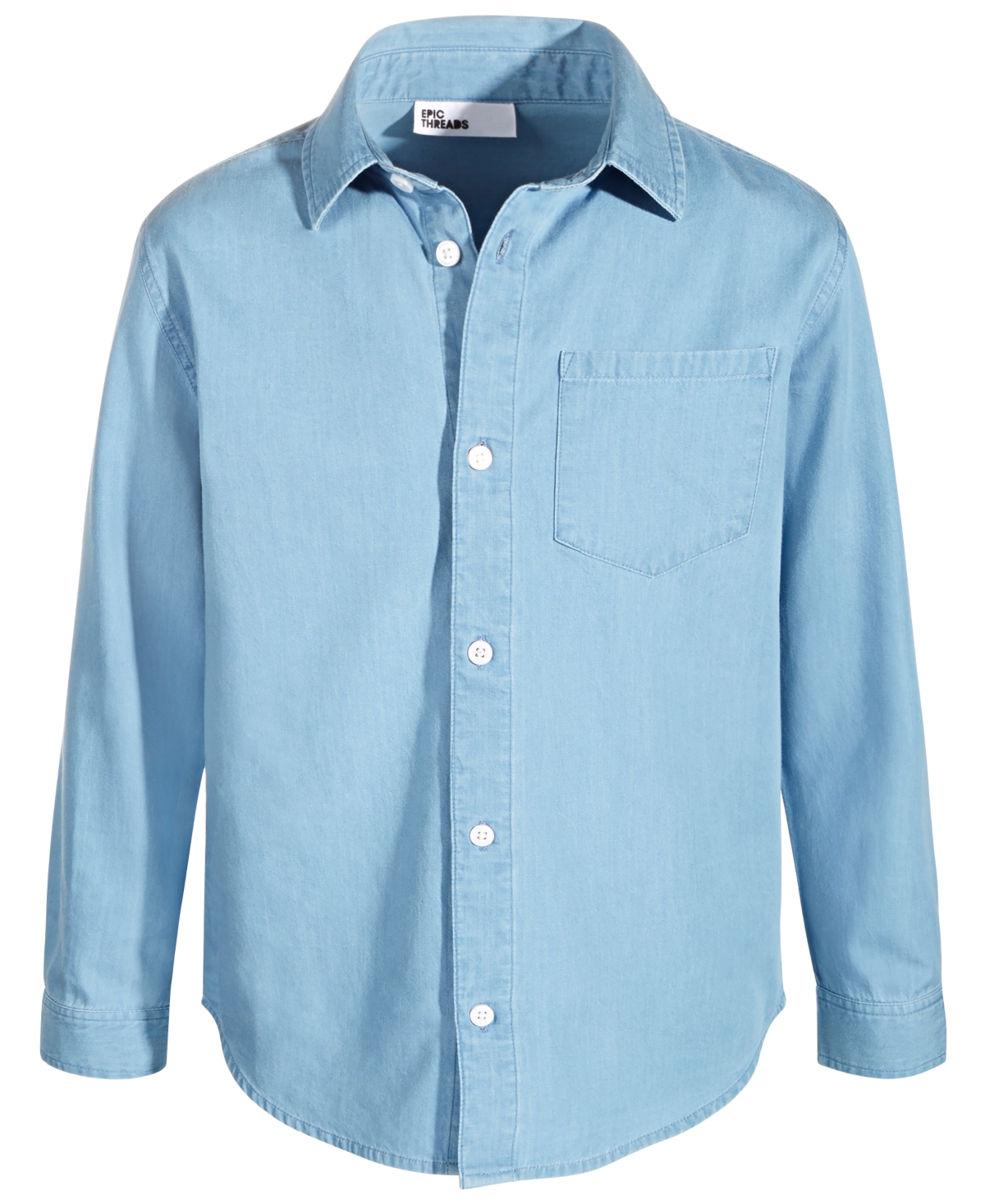 Shop Epic Threads Big Boys Long-sleeve Cotton Chambray Shirt, Created For Macy's In Light Med Wash