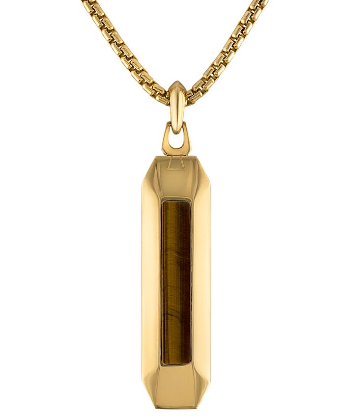 Bulova Stainless Steel Gemstone Pendant Necklace 24