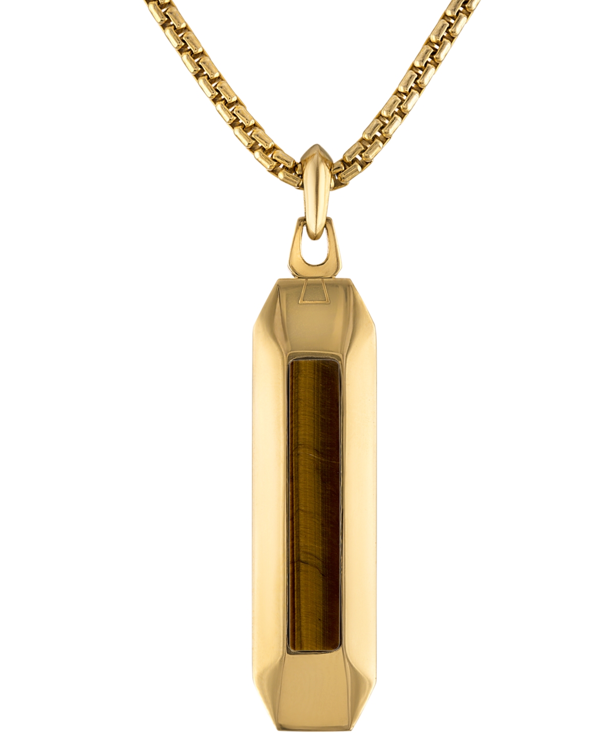 Bulova Stainless Steel Gemstone Pendant Necklace, 24" + 2" Extender In Gold Tone