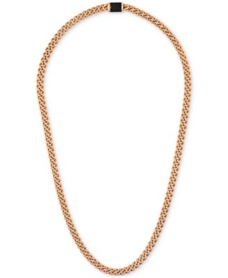 Bulova - Black & Rose Gold-Tone IP Stainless Steel Link 22" Necklace