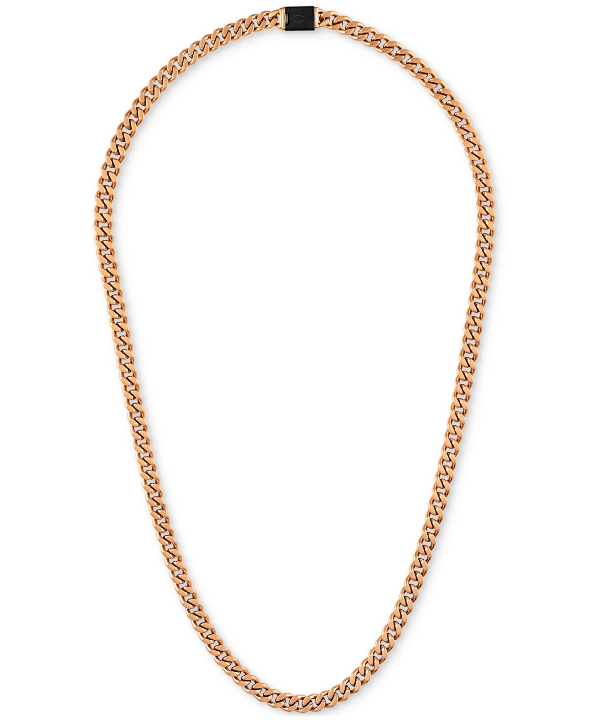 Bulova Black & Rose Gold-tone Ip Stainless Steel Link 22" Necklace In Rose Gold Tone