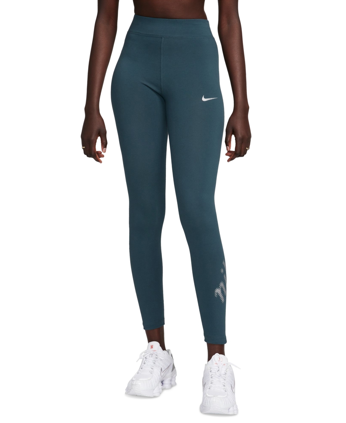 Shop Nike Women's Sportswear Essential High-rise Full-length Leggings In Deep Jungle