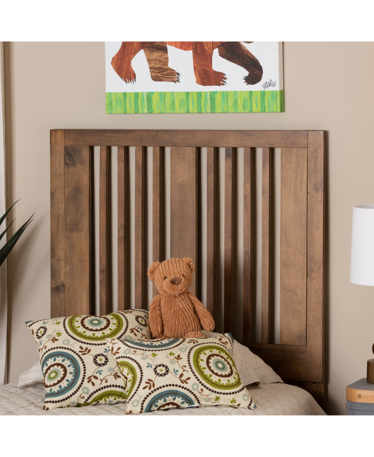 Baxton Studio Harena Modern And Contemporary Transitional Twin Size Finished Wood Headboard In Ash Walnut