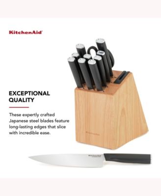 KitchenAid Japanese Steel Classic 12 Piece Knife Block Set with Built in Knife Sharpener